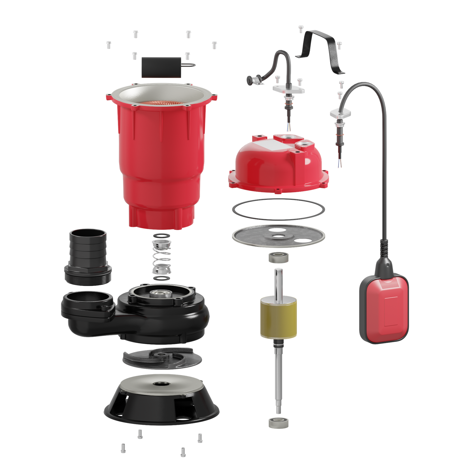 Render 3D Widoku Rozstrzelonego (Exploded View) Pompy DAMBAT